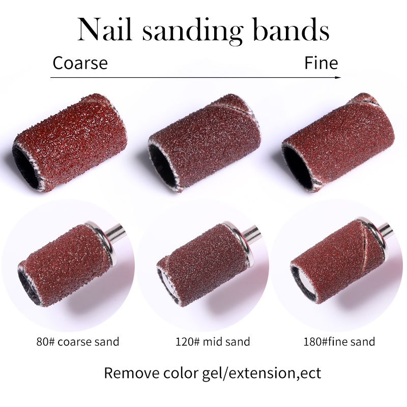 80 /120Ikatan Topi Amplas Kuku Band Untuk Mesin Kuku Elektrik Nail Drill Bits UV Gel Acrylic Polish Remover Nail Tools
