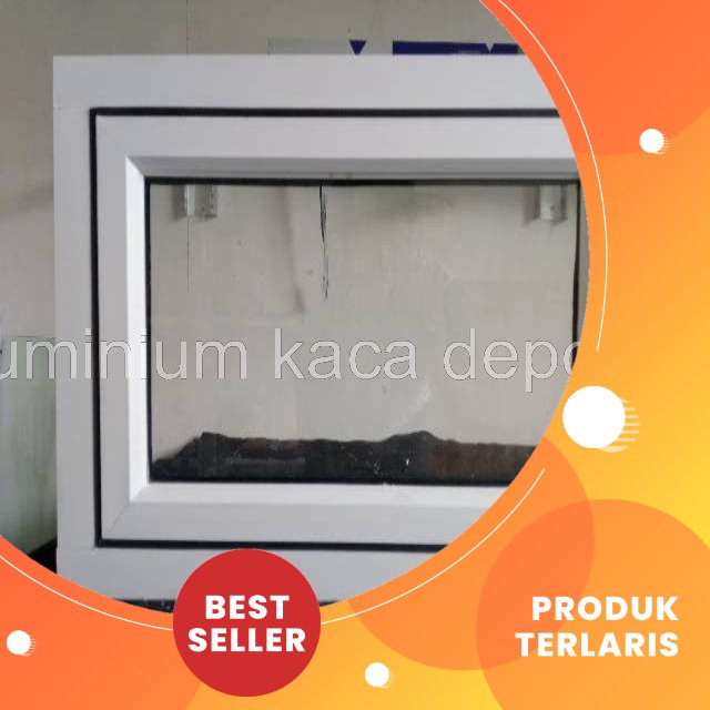 Kusen jendela aluminium ukuran 60x40 lengkap tinggal pasang