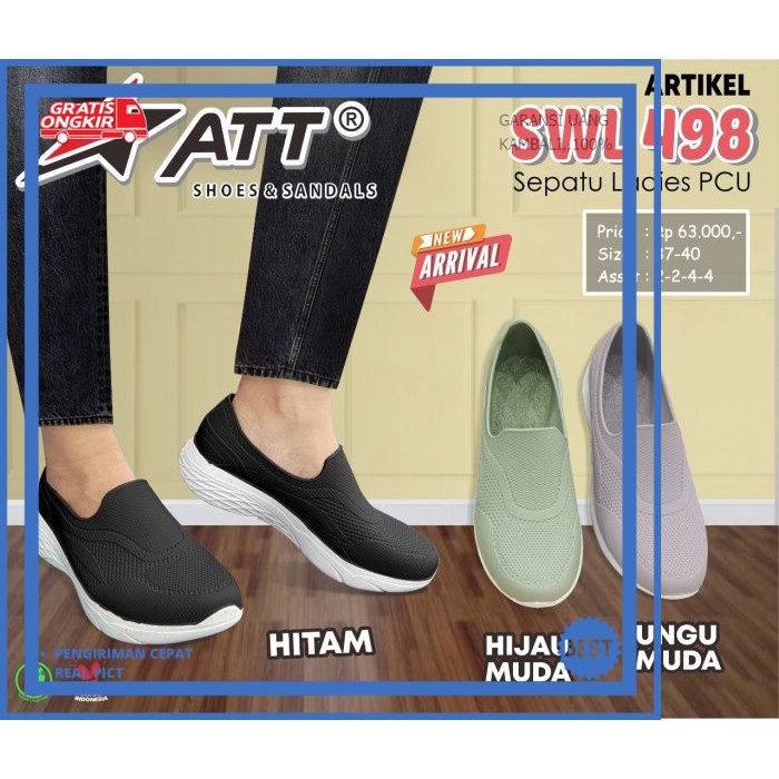 Sepatu Wanita ATT SWL 498 Karet Sneakers Anti Air Trendy