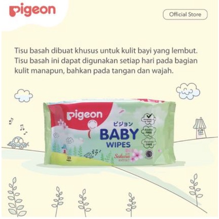 PIGEON Baby Wipes SAKURA 50's / Tisu Basah Bayi - Alkohol &amp; Paraben Free isi 50 -Tanpa Alkohol