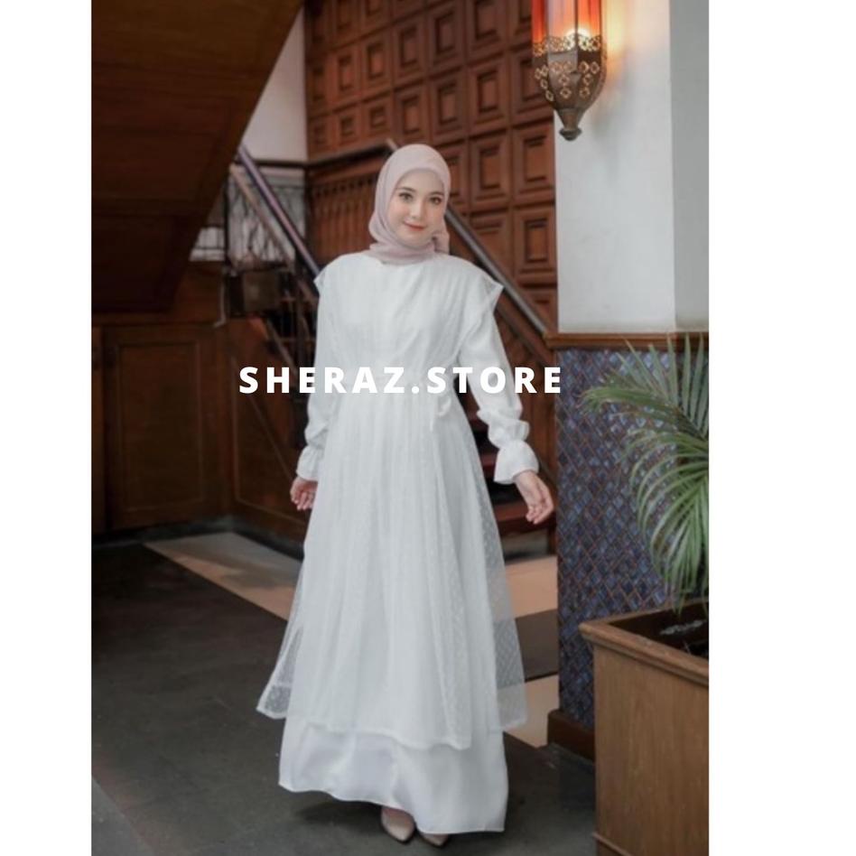 VIOLITA SET Gamis Dress Hitam Putih Tile Kondangan Wanita Remaja Jumbo Ld 120 130 140 Terbaru ღ 859