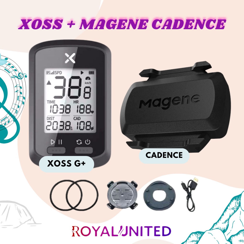 GPS Speedometer XOSS G+ G Plus Paket Magene Cadence S3+