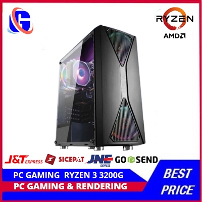 PC Gaming Fullset AMD Ryzen 3 3200G SSD 256GB Lengkap LED 24 inc Keyboard Mouse GAMING