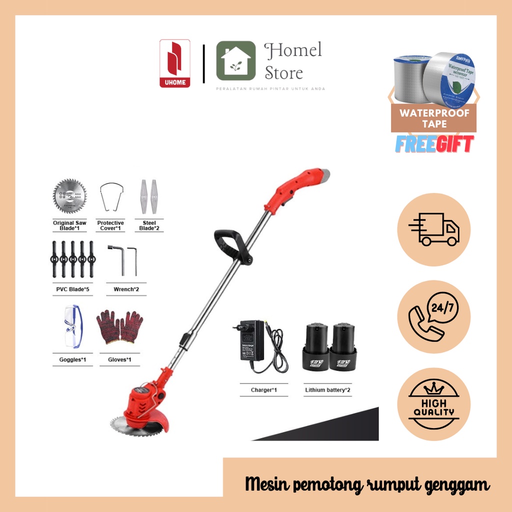 Mesin Potong Rumput Baterai 12V / 24V Pemotong rumput genggam 2 BATERAI - Cordless Lawn Mower