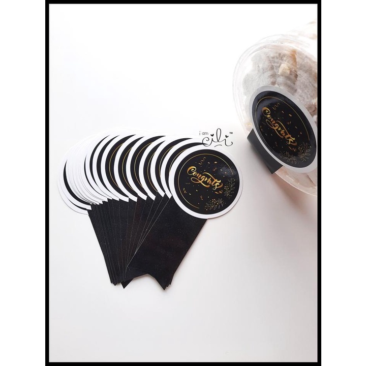 

(Sn031) Stiker Congrats Hitam Elegan (Uk 8X15Cm)