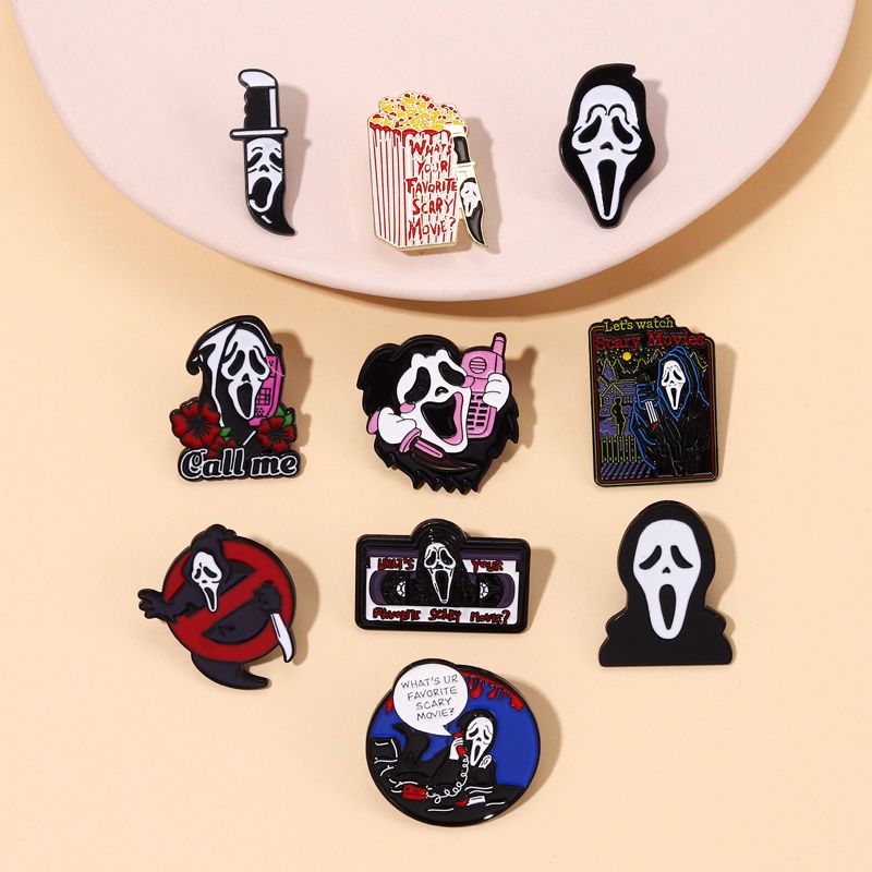 Bros Pin Enamel Bentuk Hantu Teriak Untuk Perhiasan Halloween