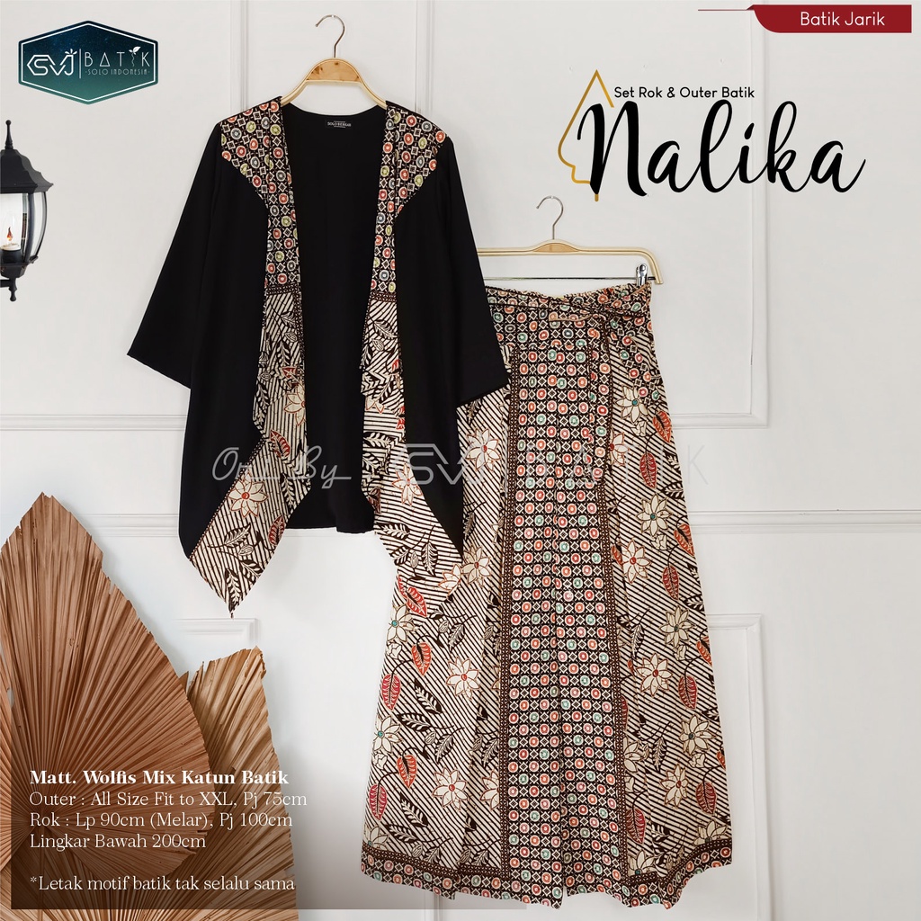 Setelan Baju Batik Wanita Remaja Setelan Batik Terbaru Outer Rok Himalay Gading Original SVJ - Naina