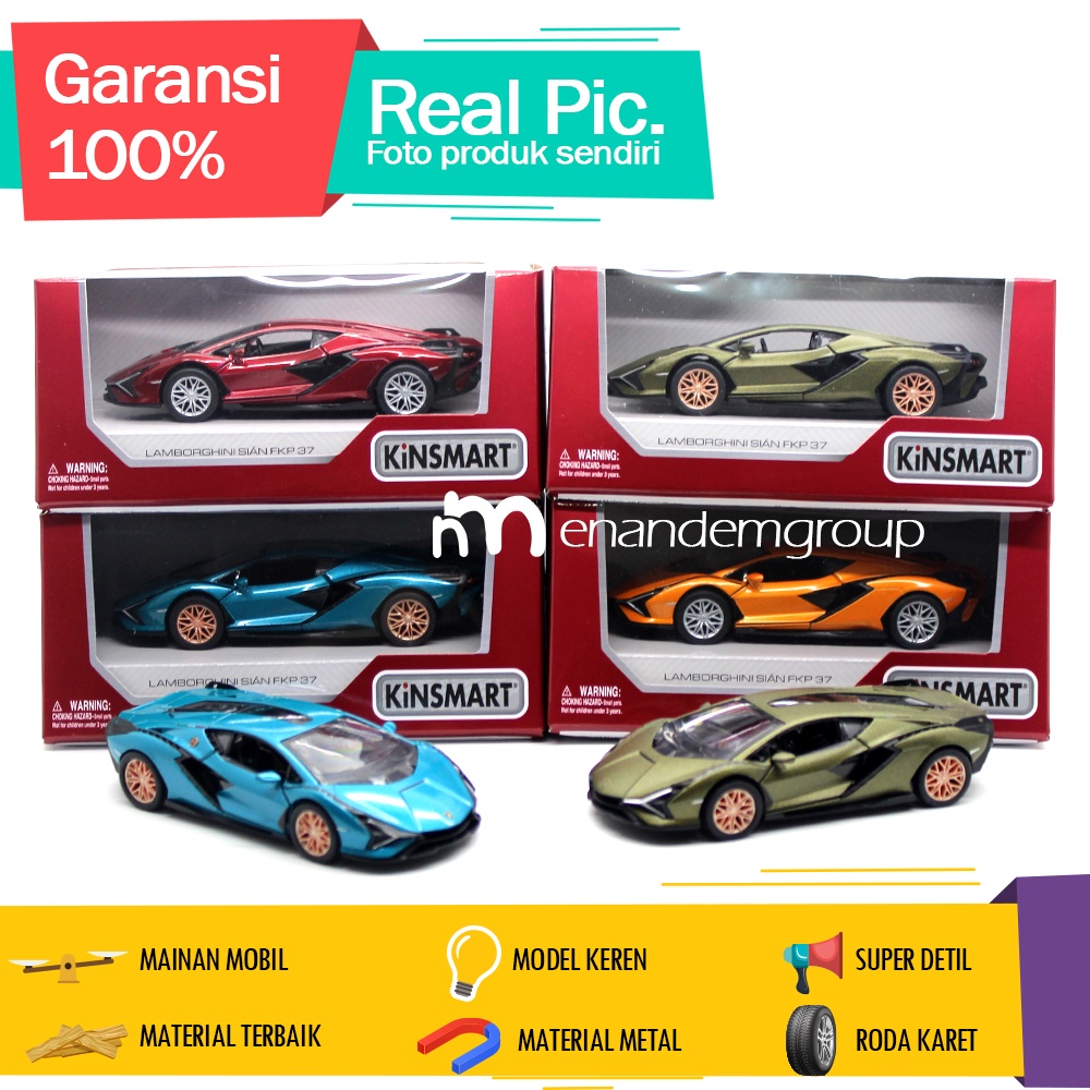 Kinsmart Diecast Mainan Mobil Miniatur Lamborghini Sian FKP 37 Metal