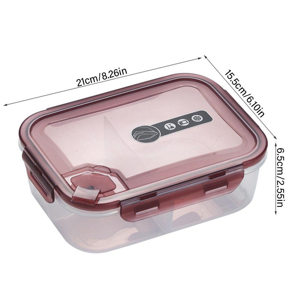 Solighter Lunch Box Microwavable Rectangle Grid Wadah Makanan Anti Bocor