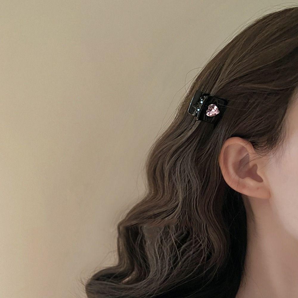 Agustina Mini Hair Claw Set Lucu Kreatif Sederhana Perancis Jantung Zirkon Rambut Kecil Cakar Berlian Imitasi Putri Jepit Rambut Bentuk Geometri Aksesoris Rambut Wanita
