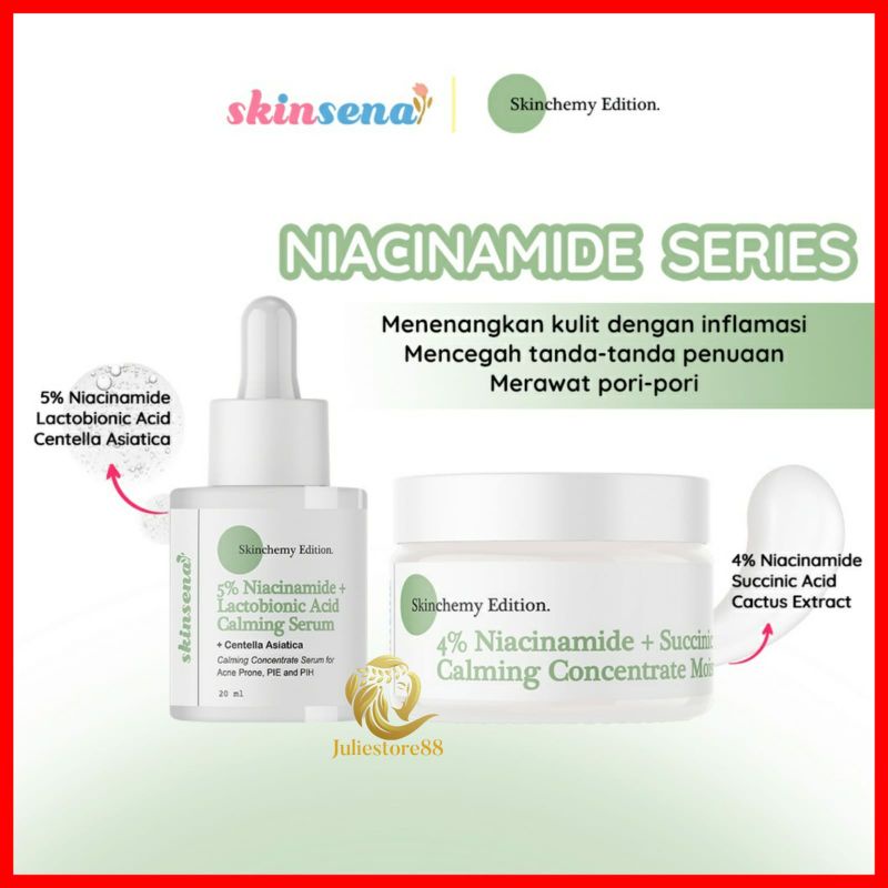 (FULLSIZE) SKINSENA Skinchemy 5% Niacinamide + Lactobionic Acid Calming Serum 4% Niacinamide Succinic Acid Calming Concentrate Moisturizer