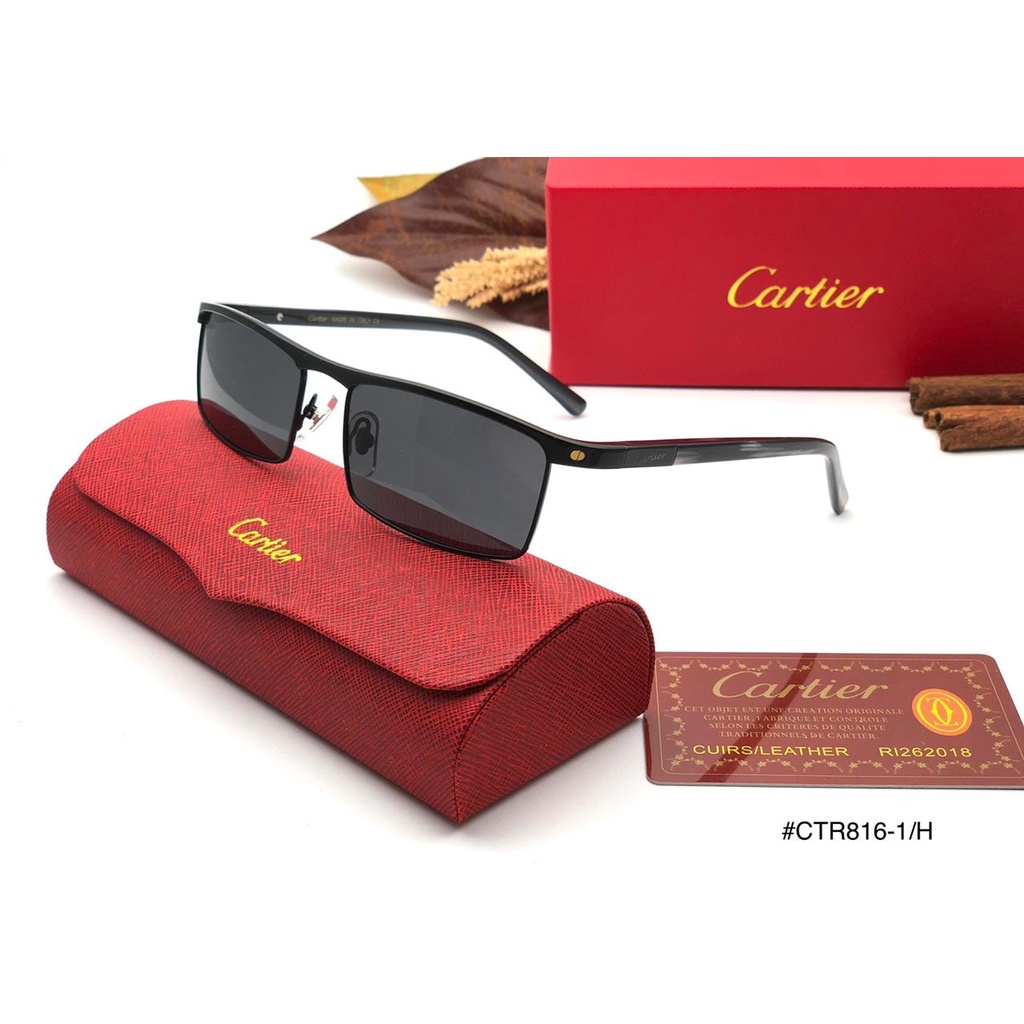 KACAMATA GAYA TREND PRIA CARTIER LUXURY 816 LENSA POLARIZED FREME TITANIUM SOLID AKSESORIS SUNGLASSE