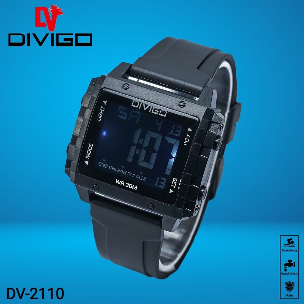 [DGS] Jam tangan digital Wanita/pria DIVIGO Digital Original DV-2110 Water Resistant 3ATM