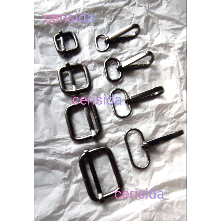 MATERIAL KAIT DAN RING  GESER WARNA BLACK NIKEL/BN ( HARGA PER 1 PCS)