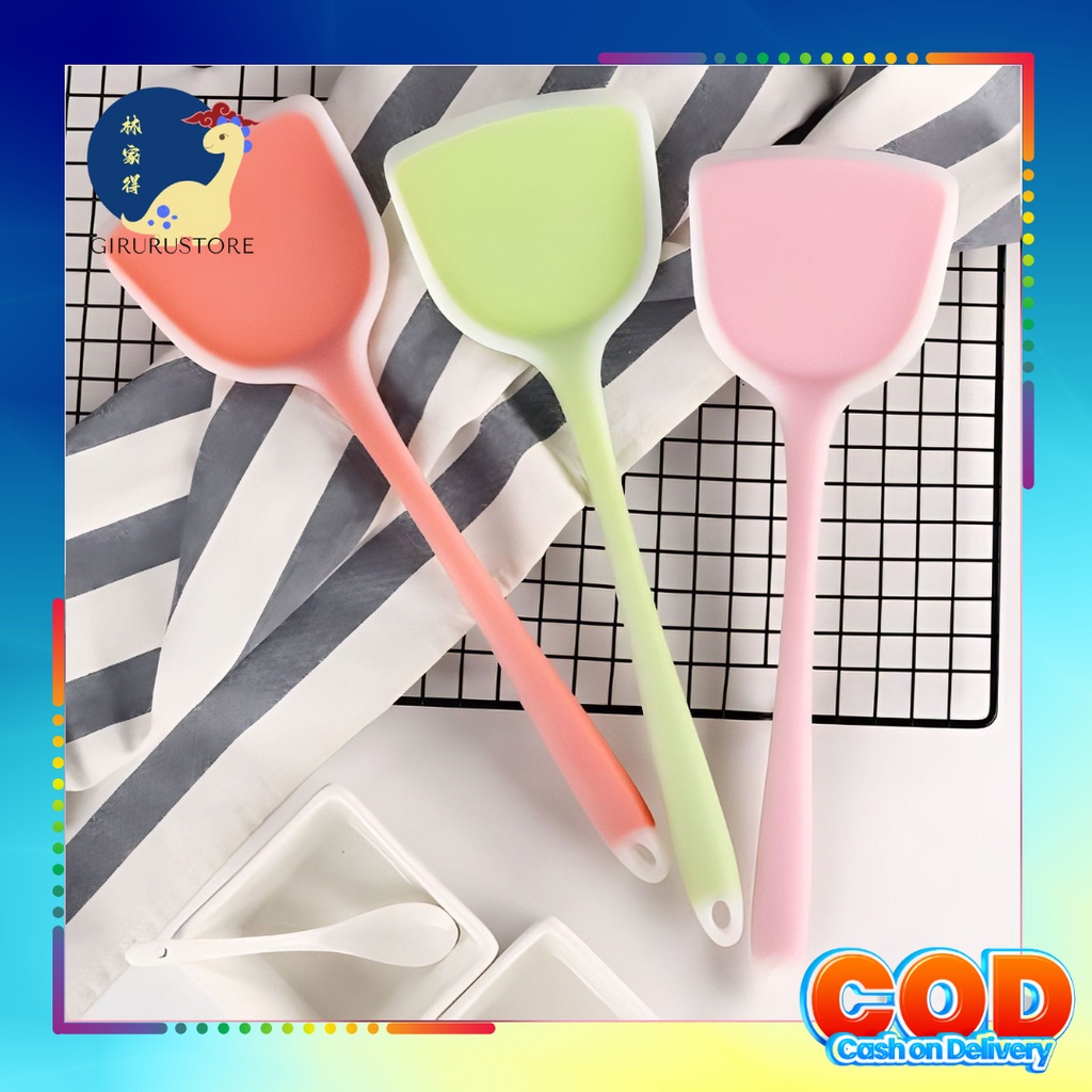 SUTIL SILIKON WHITE GRADATION TAHAN PANAS / SPATULA SILICONE TAHAN PANAS / Spatula teflon sodet silicone turner gagang silikon hitam Pembalik Makanan Panas Tidak Meleleh / Spatula Oseng Daging Sayur