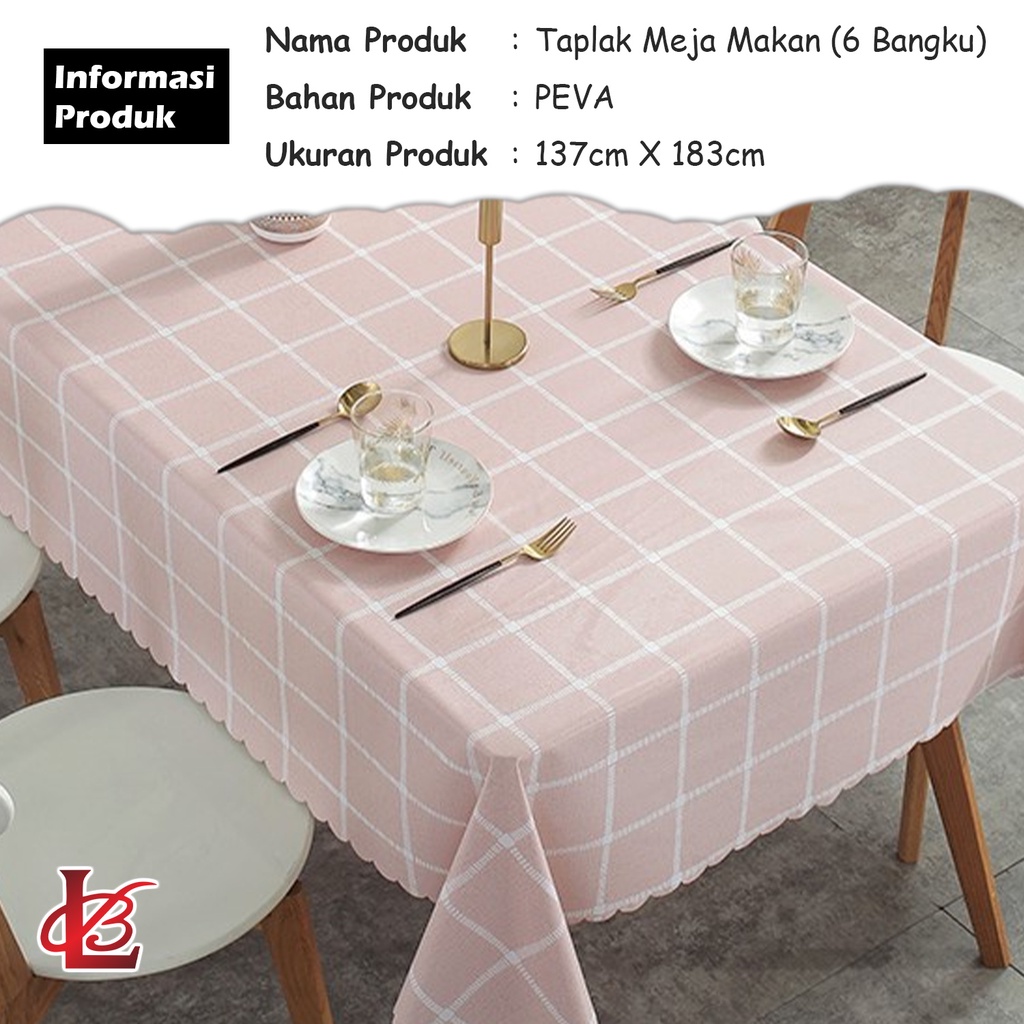 Taplak Meja Makan Motif Kotak Terbaru Ukuran Jumbo 137x183cm Bahan PEVA Tebal Premium Anti Air Perlengkapan Dekorasi Rumah Tangga Import - D11-3A - 88_Blanketstore