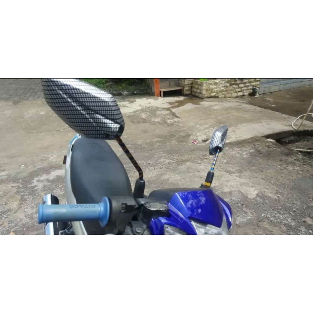 Spion Yamaha Carbon 2tone Blue X asli bakaran spion carbon jupiter yamaha twotone