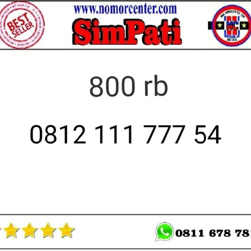 NOMOR CANTIK/TELKOMSEL SIMPATI 111 777 /HOKI,RAPIH