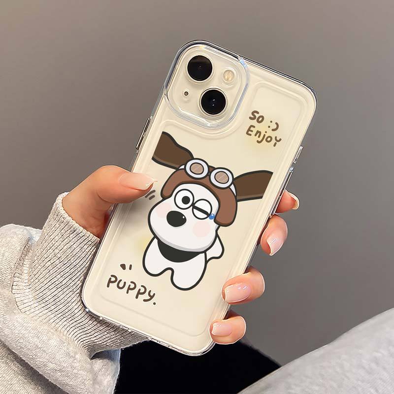 IPHONE Pilot Dog Soft Phone Case Kompatibel Untuk Iphone14 13 12 11 Pro XS Max XR X8 7 Plus Casing Transparan Silikon TPU Shockproof Cover