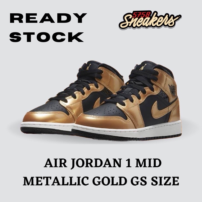 Air Jordan 1 Mid Metallic Gold GS 100% Original