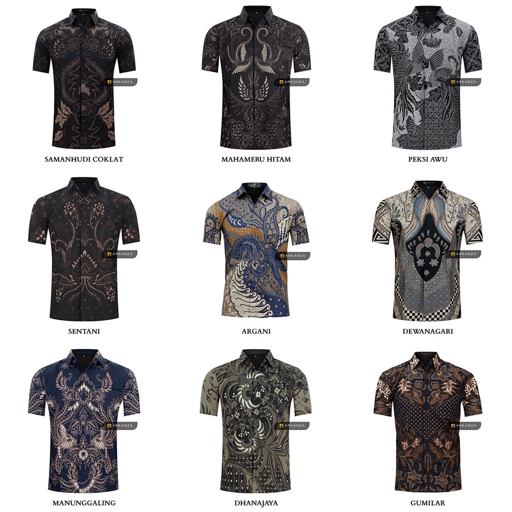BATIK ARKANZA PRIA Kemeja BATIK ARKANZA PRIA LENGAN PENDEK Kemeja Baju Batik Pria Slimfit Full Lapis