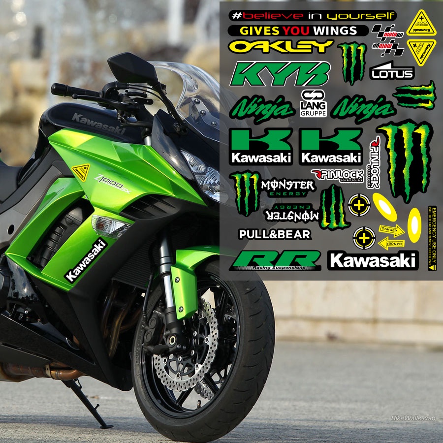 Stiker Dekorasi Bodi Sepeda Motor Tahan Air Ninja Reflective Fuel Tank Cover Personality Decal Untuk Kawasaki Ninja 400 KLX230 Z1000 H2 H2R