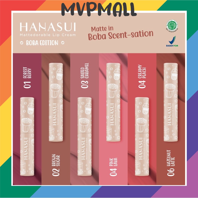 [BISA COD] Hanasui Mattedorable Lip Cream Tintdorable Lip Stain Mattedorable Boba Edition Lipcream Lipstick Wanita Original BPOM