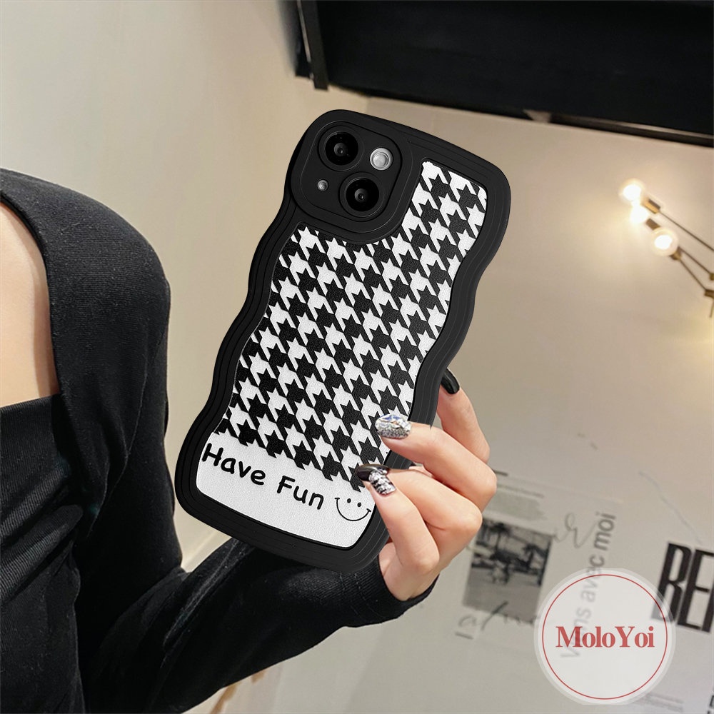 Soft Case Tpu Motif Houndstooth Untuk iPhone 7Plus 8Plus 11 XR X XS Max 6 6s 8 7 14 Pro Max 13 12 11 14 Pro Max SE 2020