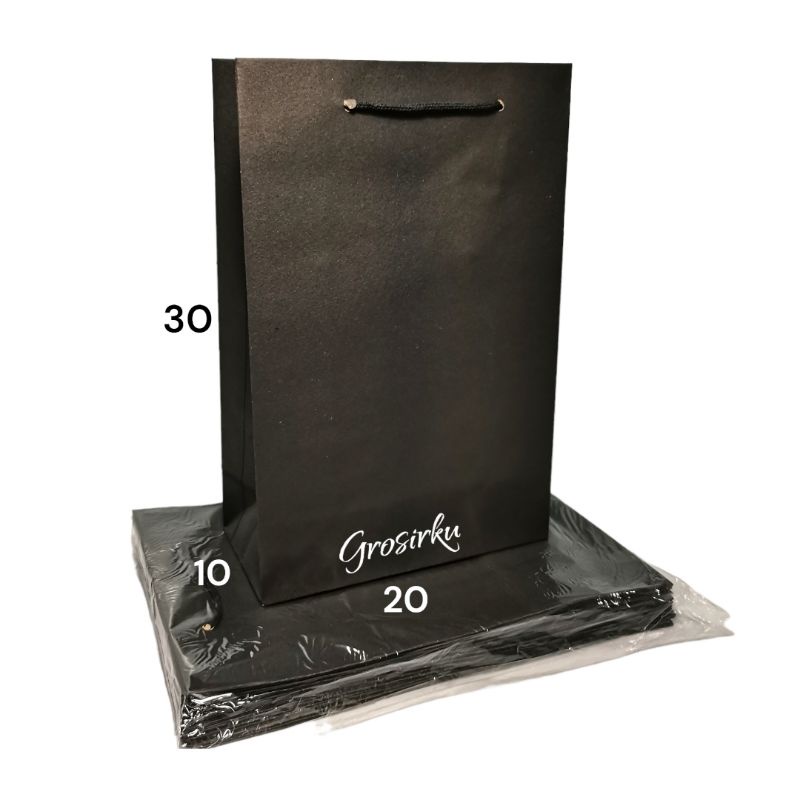 

Paper Bag Hitam Uk 20x10x30 1 Lusin (ISI12)
