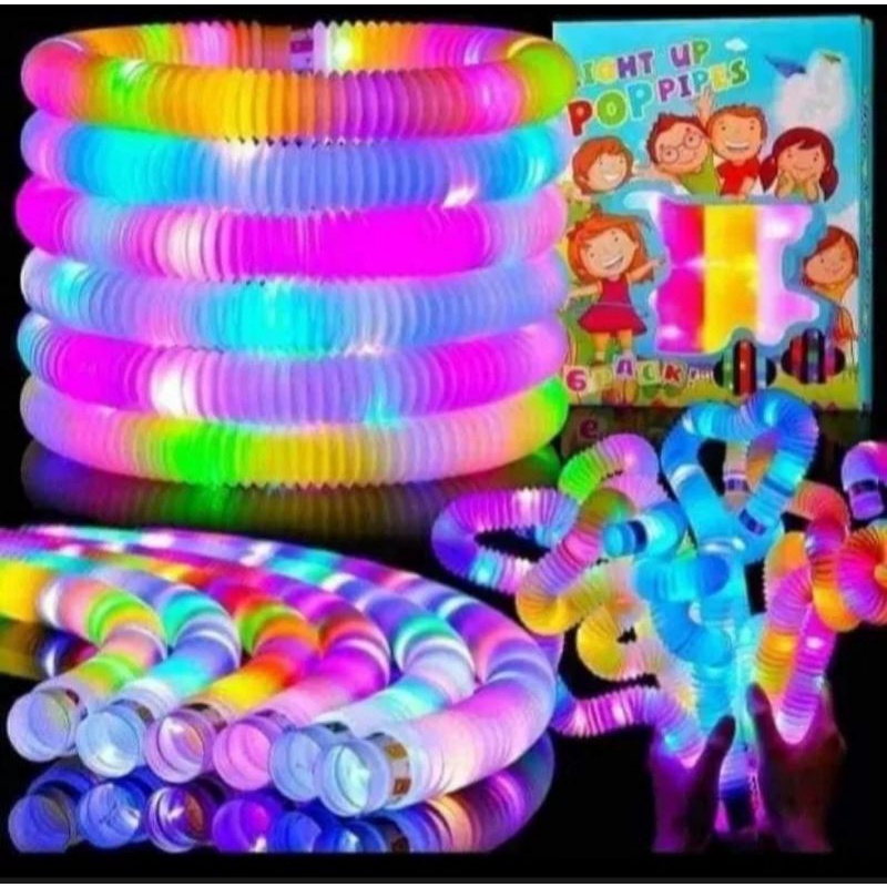 MAINAN VIRAL POP LIGHT KARAKTER.POP PIPES/mainan pop tubes LED stick pipa