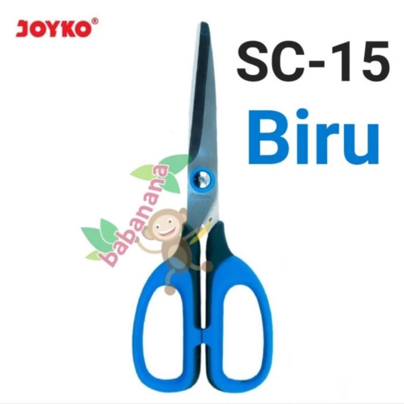 Gunting Joyko SC-15 Biru Scissors pemotong kertas Elastic Handle