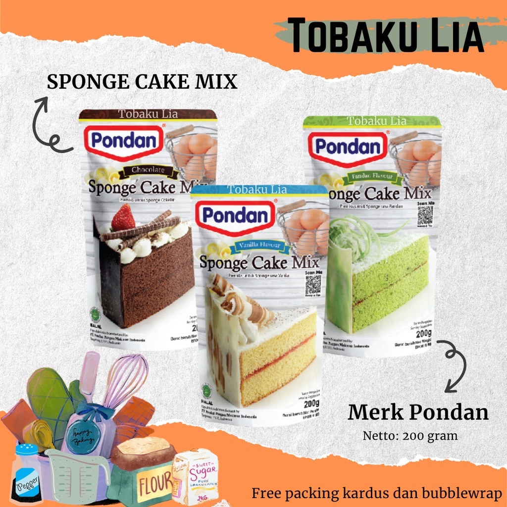 

PONDAN SPONGE CAKE TEPUNG PREMIKS POUCH 200 GR