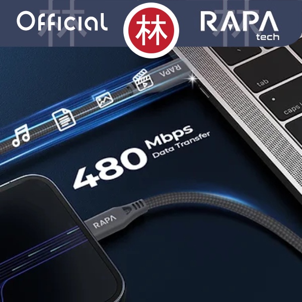 RAPAtech DC3033 - LINE+ I - USB-C to USB-C Cable 60W Type-C 100 cm