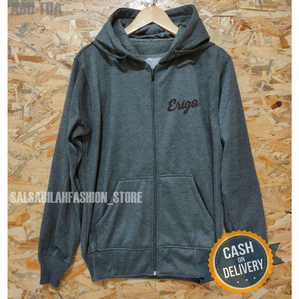 TERMURAH !! COD Jaket ziper Hoodie Pria Distro erigooOriginal Big Size Jumbo M - XXL