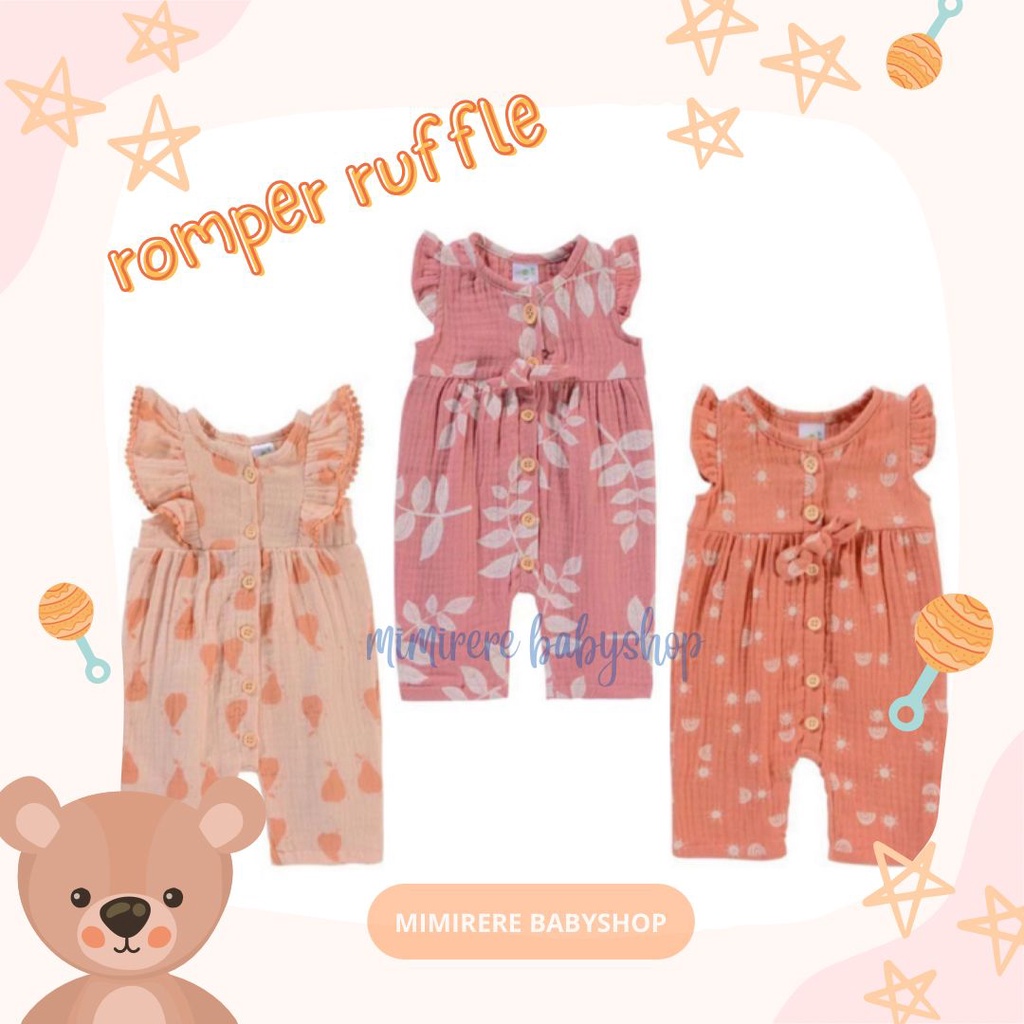 Baby Romper Ruffle Colorful Crinkle Pastel / Jumpsuit Bayi Cotton Crinkle Earth Tone