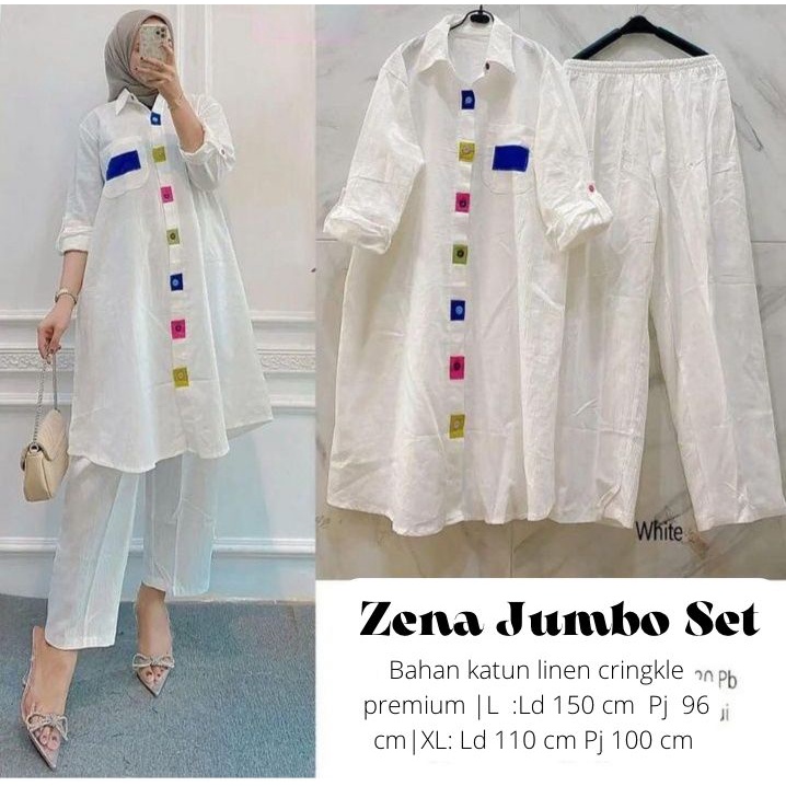 Setelan jumbo bahan cringkel SENA JUMBO SET size L XL XXL