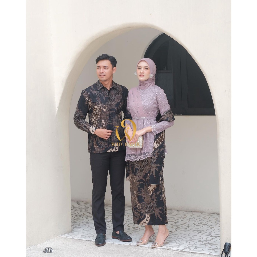 NEW SERIES ADA JUMBO - COUPLE BRUKAT SET MODERN KEBAYA ZAVINA PREMIUM KEBAYA FULL BROKAT KOMBINASI SELENDANG KEMEJA BATIK