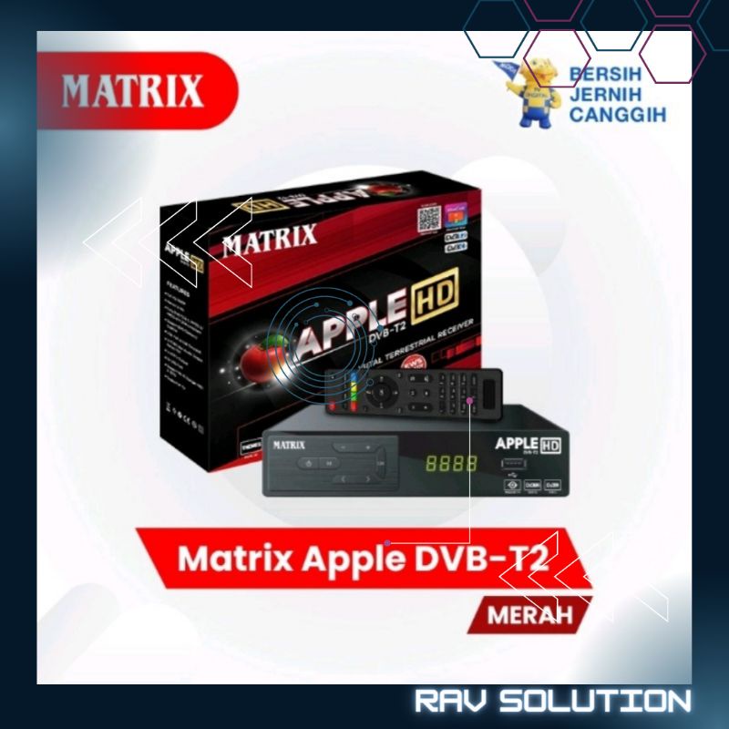 SET TOP BOX TV DIGITAL MATRIX DVBT-2 APPLE HD MERAH