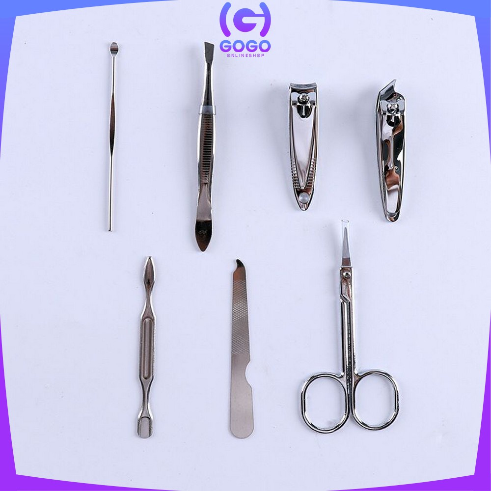 GOGO-K63 Manicure Pedicure Set 7 in 1 Mini Stainless Stell Gunting Kuku Portable Tools Set Perawatan Kuku Nail Art Menicure Pedicure Set Dengan Dompet