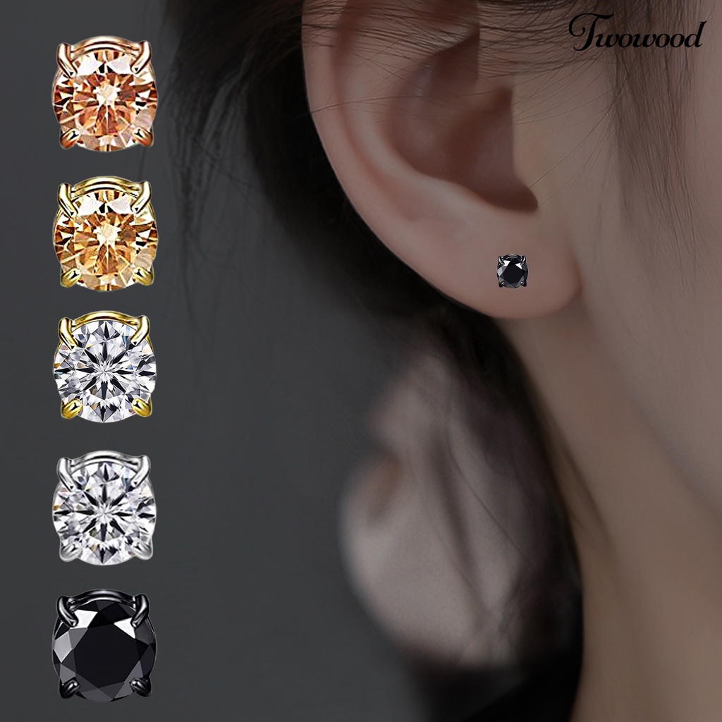 1pc Anting Klip Tanpa Tindik Bentuk Geometris Bahan Cubic Zirconia Untuk Pria Dan Wanita