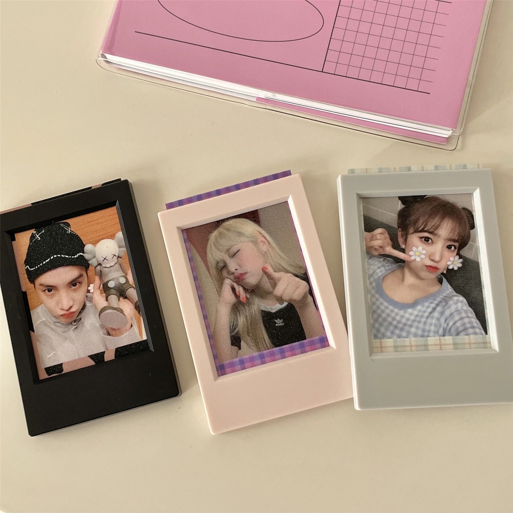 3inch Mini Ins Style Candy Color Photo Frame Desktop Klasik Foto Stand Gambar Dekorasi Meja Film Foto Idol Card Vertical Holder Dekorasi Rumah