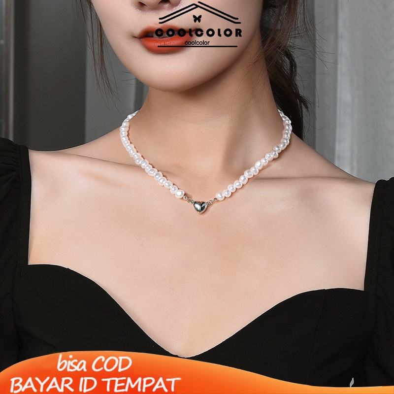 COD❤️Kalung Magnet Korea Liontin Wanita Mutiara Cinta Serba Gesper Anti Karat Dan Anti Luntur Kalung 2022 Terbaru Hadiah Ulang Tahun Kado Fashion Aksesoris Murah