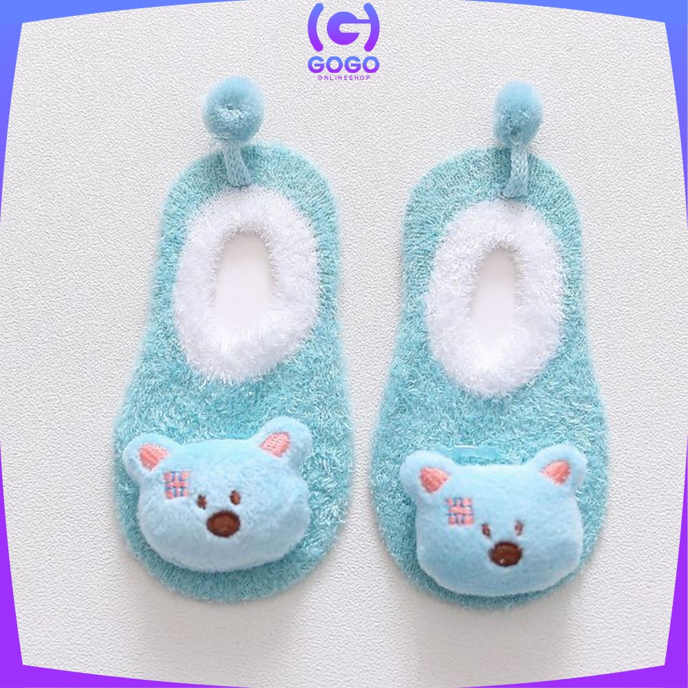 GOGO-P15 Sepatu Prewalker Kaos Kaki Korea Anak Bayi Kaus Kaki Bulu Lembut Motif Animal Baby Socks