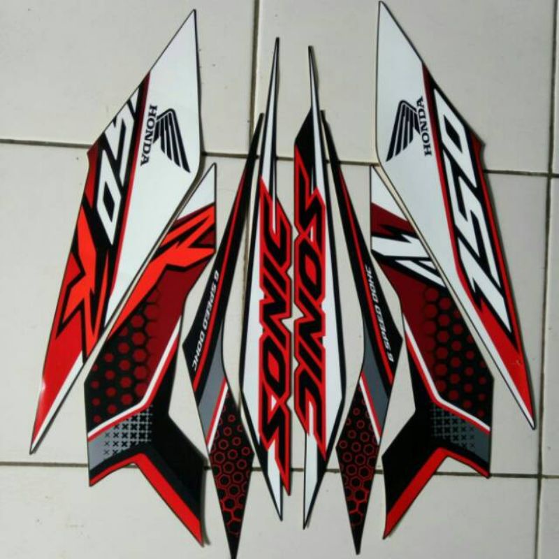 Striping sticker lis body honda sonic 150r 2019 2020 2021 2022 2023 2024 hitam putih