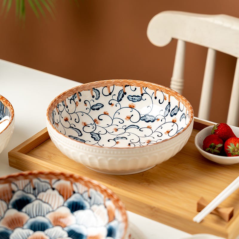 Mangkok Sup Jumbo Motif Bunga Ukuran 23cm