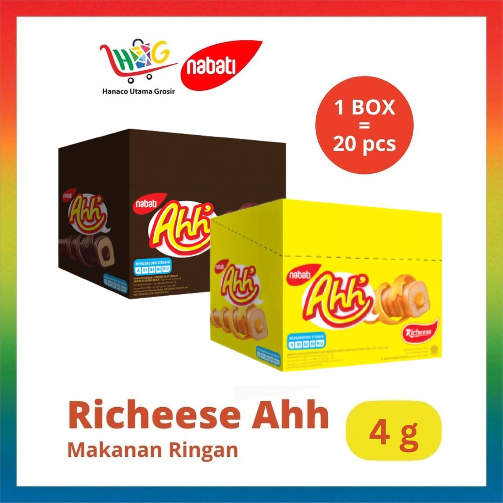 Nabati Richeese Ahh Cheese Keju / Cokelat 20 X 4g [  1 BOX ]