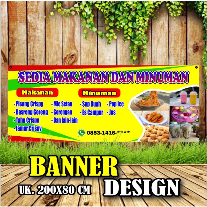 Spanduk Banner Jualan Aneka Makanan dan Minuman, Warung Makanan, Bagus Murah