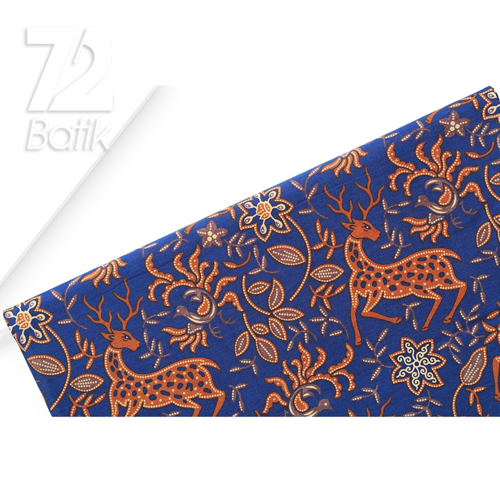 KAIN BATIK PREMIUM Bahan Katun Motif Rusa Kutub Warna Biru 722607 CAP 72IL Jarik Jarit Samping Kebat Panjang Batik Katun Modern Premium Bahan Seragam Batik Pernikahan Kantor Keluarga Murah Kamen Jadi Batik Bali Lembaran