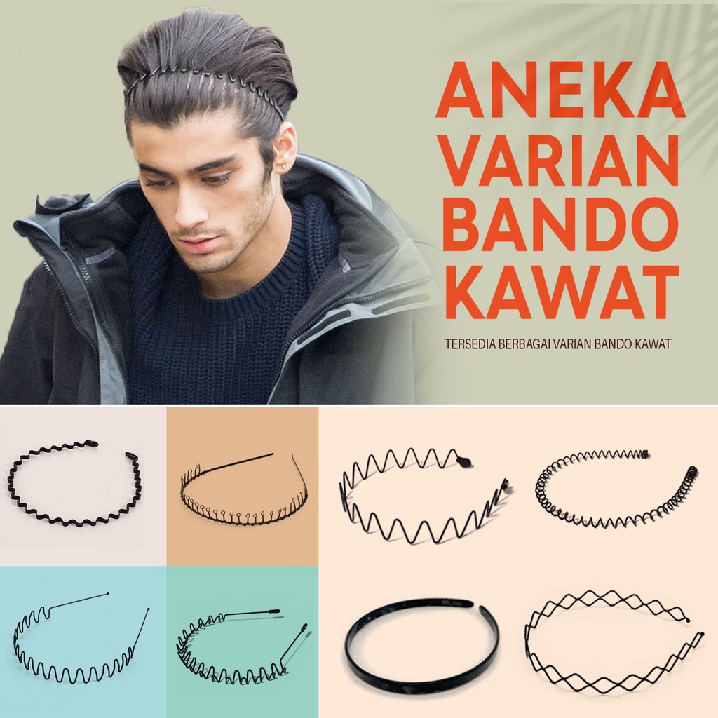 [TBZ] BANDO KAWAT KOREA POLOS BESI HITAM UNISEX CEWE PRIA ANEKA BENTUK LENTUR ANTI PATAH ANTI KARAT 