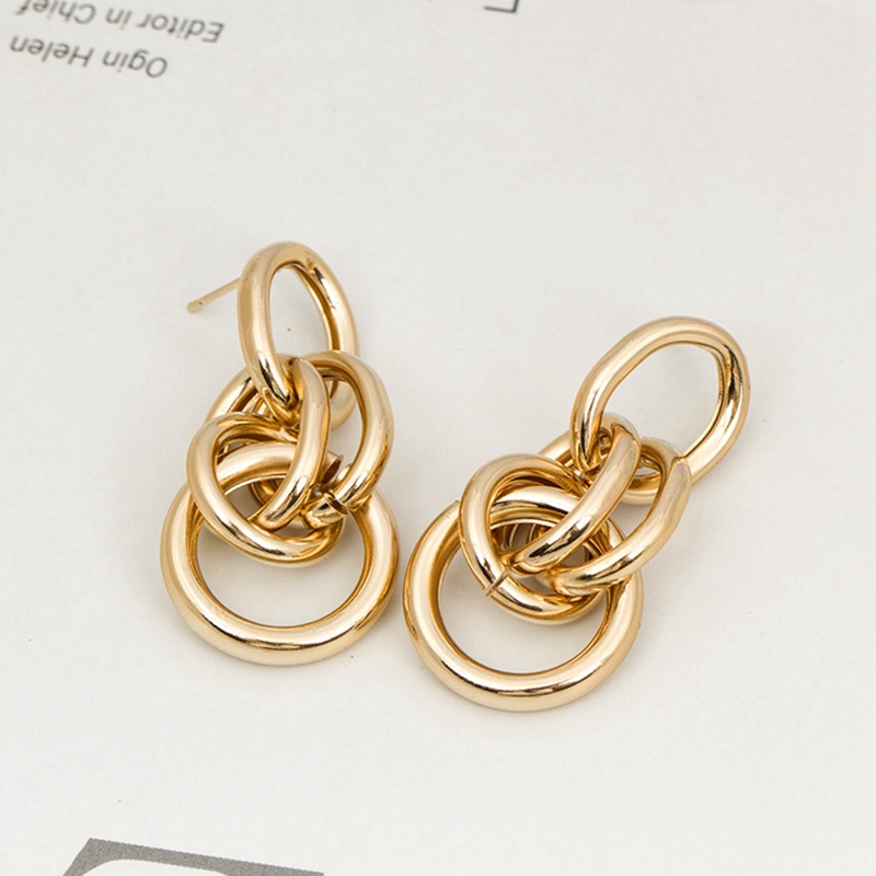 Fancyqube Anting Stud Desain Twist Bahan Alloy Untuk Anak Perempuan